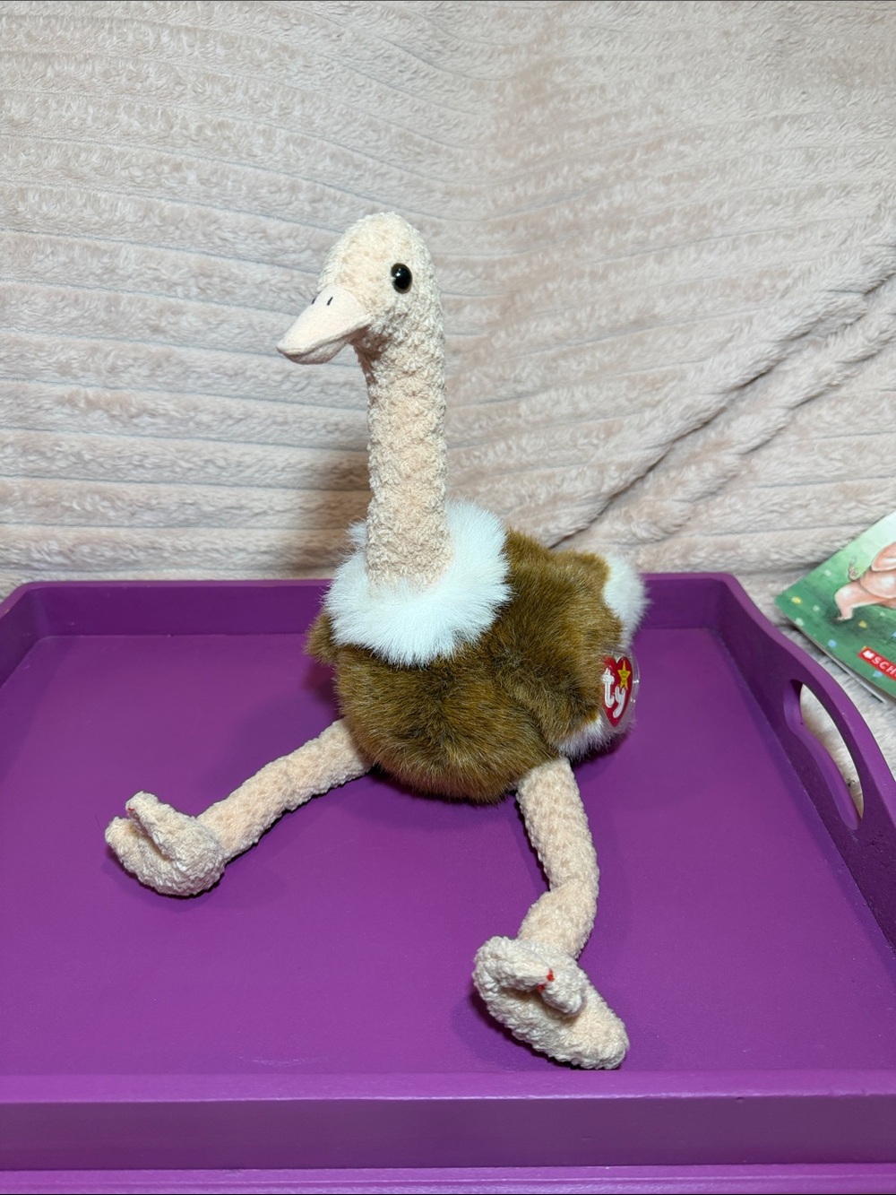 Ty Plush Ostrich with Brown Body and Cream Neck
